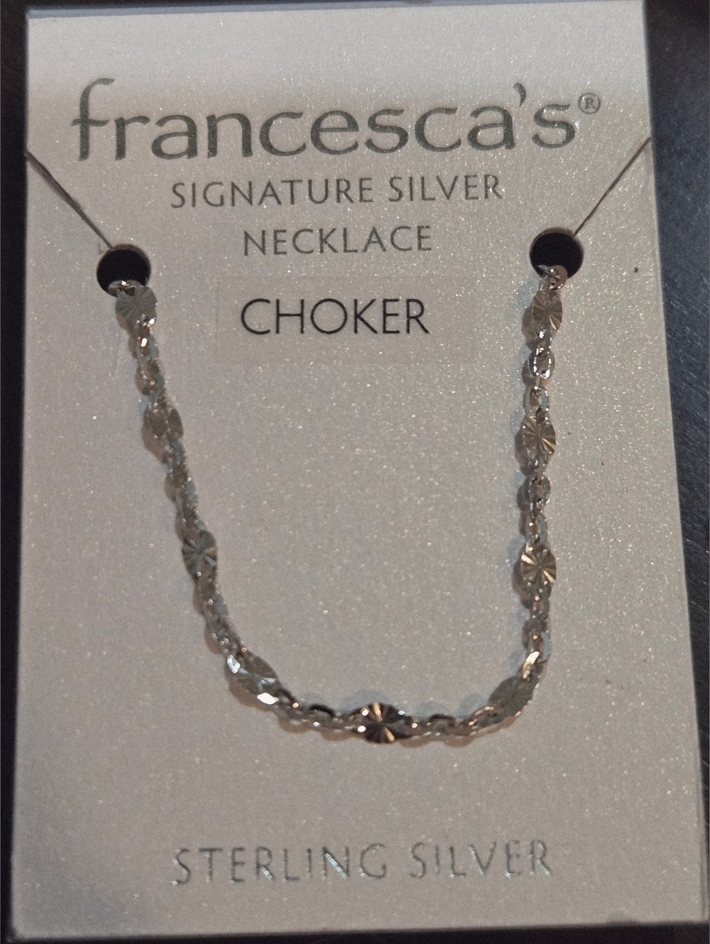 Francesca's Signature Silver Faceted Sterling Choker Necklace - Silver